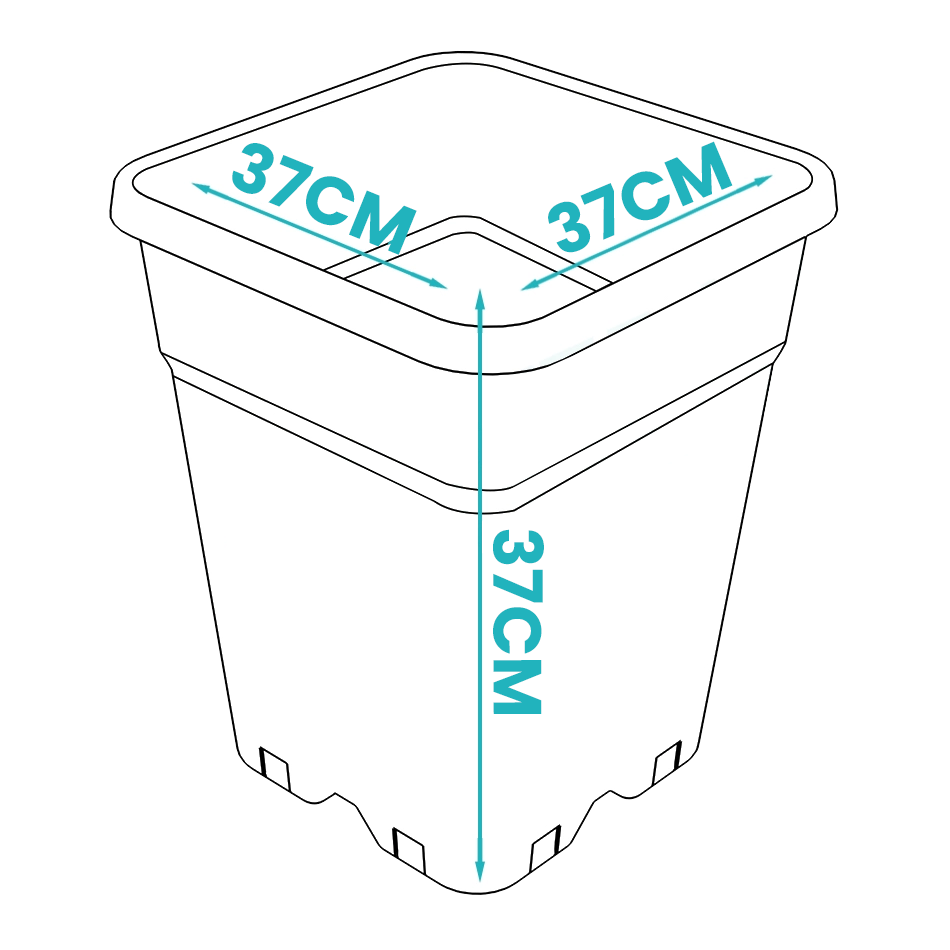 Square Plastic Plant Pot – 36L / 26cm